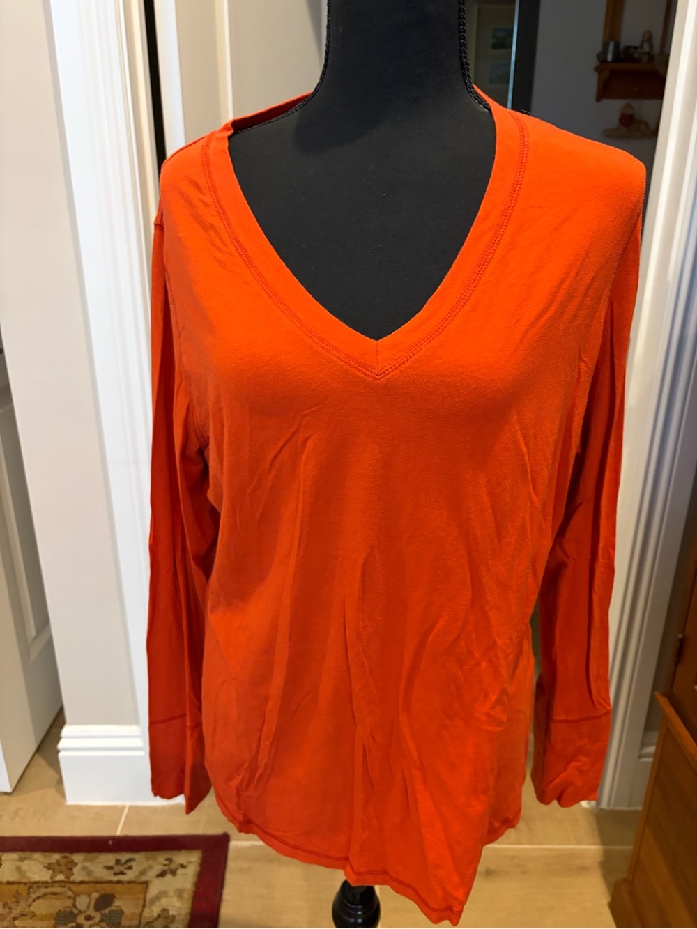Talbots V-Neck Long Sleeve Top - Orange